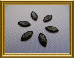 100 Metall Formen Oval Schwarz Glitter