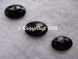 15 Aufnähsteine Oval Schwarz 12x8 mm – Glitzernde Aufnähstrass Steine für Textilien