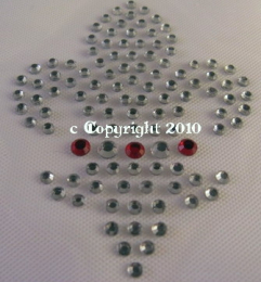 Hotfix Bügelbild französische Lilie Strass Crystal/Rot 120123
