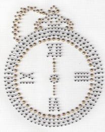 Hotfix Strass Bügelbild Strass Bilder Uhr Taschenuhr mit Kette 120212
