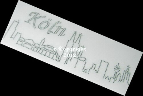 Strass Bügelbild Skyline Köln groß – Karneval Hotfix Motiv Crystal