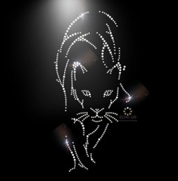 Hotfix Strass Bügelbild Panther Crystal oder Schwarz 23,3 × 10,6 cm