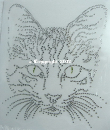 Hotfix Strass Bügelbild Katze Cat Katzenkopf 120921