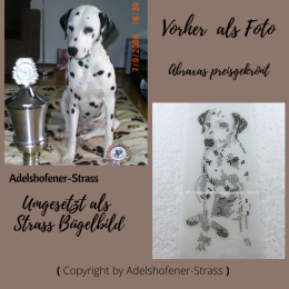 Hotfix Strass Bügelmotiv Dalmatiner Hund 140222 – auffällige Applikation zum Aufbügeln