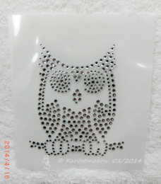 Strass Bügelbild Applikation Kleine Eule Kauz Crystal 130609