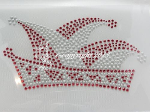 Strass Bügelbild Karnevalsschiffchen – Komitee Mütze Rot-Weiß