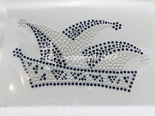Strass Bügelbild Komiteemütze – Blau-Weiß Fasching & Karneval