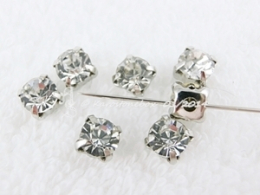 silberfarben gefasst Strasssteine aufnähen ca. 6mm