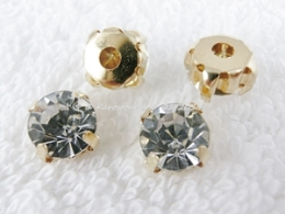 goldfarben gefasst Strasssteine zum aufnähen ca. 8 mm Crystal