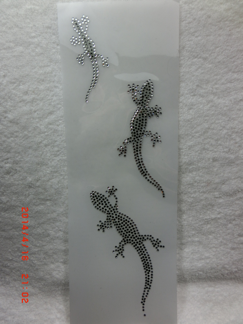 Strassmotiv Echsen – 3er Set Crystal & Black Diamond Hotfix