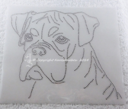 Hotfix Strass Bügelbild Hund Boxer Kopf 140421 – Glitzer Applikation