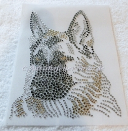 Strass Bügelbild Hund Kopf Schäferhund