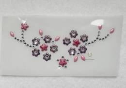 Hotfix Strass Bügelbild Strassmotiv Kl. Blüten Ranke Purple 110521