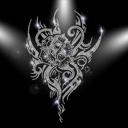 XXL Hotfix Strass Bügelbild Rose Ornament 151121 Crystal
