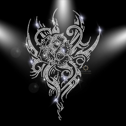 XXL Hotfix Strass Bügelbild Rose Ornament 151121 Crystal