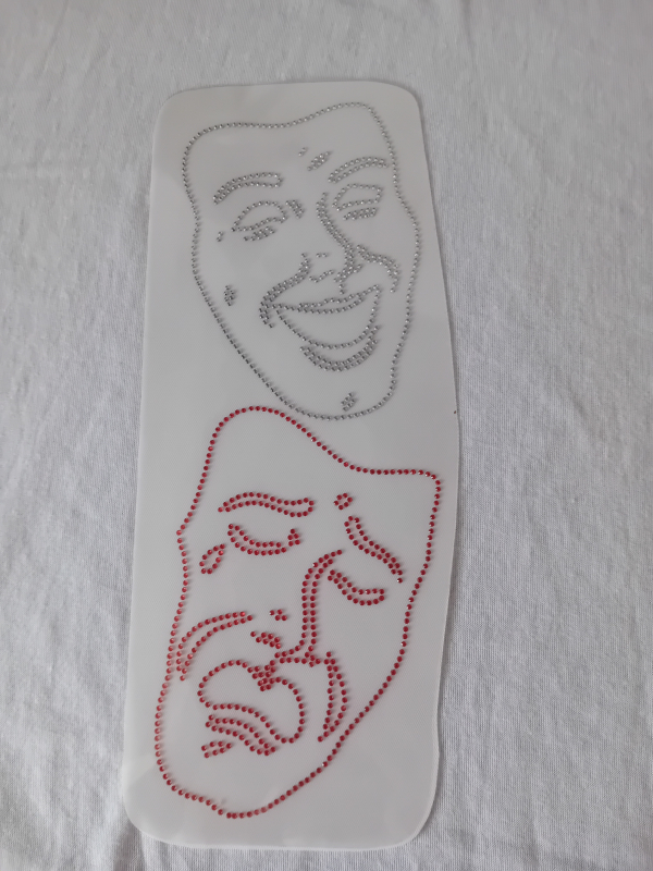 Strass Bügelbild Venedig Masken – Weinend & Lachend Karneval Rot Crystal