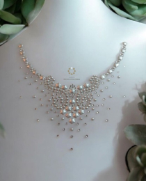 Strass Bügelbild Applikation Ausschnitt Dekolletè Silber Glitter Crystal 250207