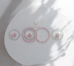 Strass Bügelbild Applikation Kreis Ornament Pearl Rosa Crystal 250221-6 zur Wahl
