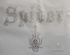 Spider Spinne Halloween Bügelbild mit Strass Applikation Schriftzug Spider“