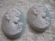 1 Gemme Cameo 28x22 mm Hellblau/Weiss