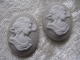 1 Gemme Cameo 25x18 mm Beige/Weiss