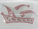 Strass Bügelbild Karnevalsschiffchen – Komitee Mütze Rot-Weiß
