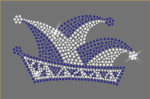 Strass Bügelbild Komiteemütze – Blau-Weiß Fasching & Karneval