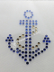 Hotfix Strass Bügelmotiv Anker 130707 Cobalt + Goldtopaz