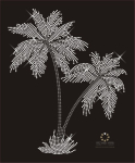 Hotfix Strass Applikation XXL Palme Crystal & Black Diamond 200319