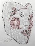 Strass Bügelbild Maske – Fasching Karneval Weiß-Rot mit Metallstuds