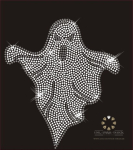 Strass Bügelbild Geist – Ghost Karneval & Halloween Applikation
