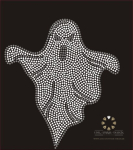 Strass Bügelbild Geist – Ghost Karneval & Halloween Applikation