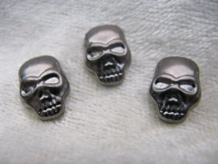 10 Bügelnieten Totenkopf Stahl / Grau