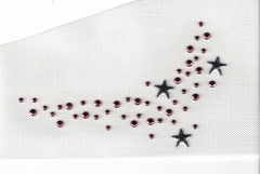 Strass Bügelbilder kleiner Sternenhimmel Pink-Silber