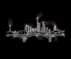 Strass Bügelbild - Frankfurt am Main Skyline 120303