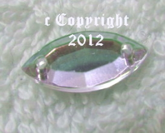 15 Aufnähsteine Spitz Konkarve ca. 7 x 15 mm AB Crystal irisiere