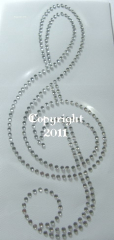 Strass Bügelbild großer Notenschlüssel Strass Crystal 111026