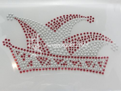 Strass Bügelbild Karnevalsschiffchen – Komitee Mütze Rot-Weiß