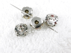 Strasssteine zum aufnähen silber gefasst ca. 8 mm Crystal