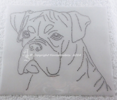 Hotfix Strass Bügelbild Hund Boxer Kopf 140421 – Glitzer Applikation
