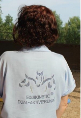 Strasslogo „Equikinetic® Dual-Aktivierung nach Michael Geitner“ – Reitsport-Motiv zum Aufbügeln