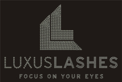 Strasslogo „Luxux Lashes“ – exklusives Beauty-Design zum Aufbügeln
