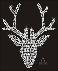 Hotfix Strass Bügelbild Hirsch Hischkopf Crystal 131206-21
