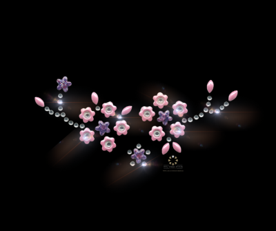 Strassmotiv Blüten-Ranke rosa – Hotfix Bügelbild
