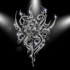 XXL Hotfix Strass Bügelbild Rose Ornament 151121 Crystal