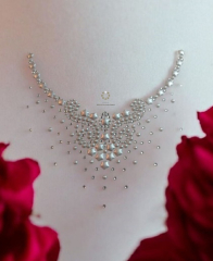 Strass Bügelbild Applikation Ausschnitt Dekolletè Silber Glitter Crystal 250207