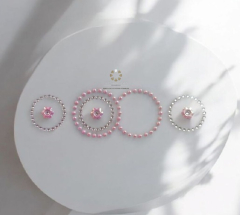 Strass Bügelbild Applikation Kreis Ornament Pearl Rosa Crystal 250221-6 zur Wahl
