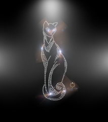 Edle Katze XXL Hotfix Strass Bügelbild Motiv Edle Katze Applikation Bügelmotiv 190609